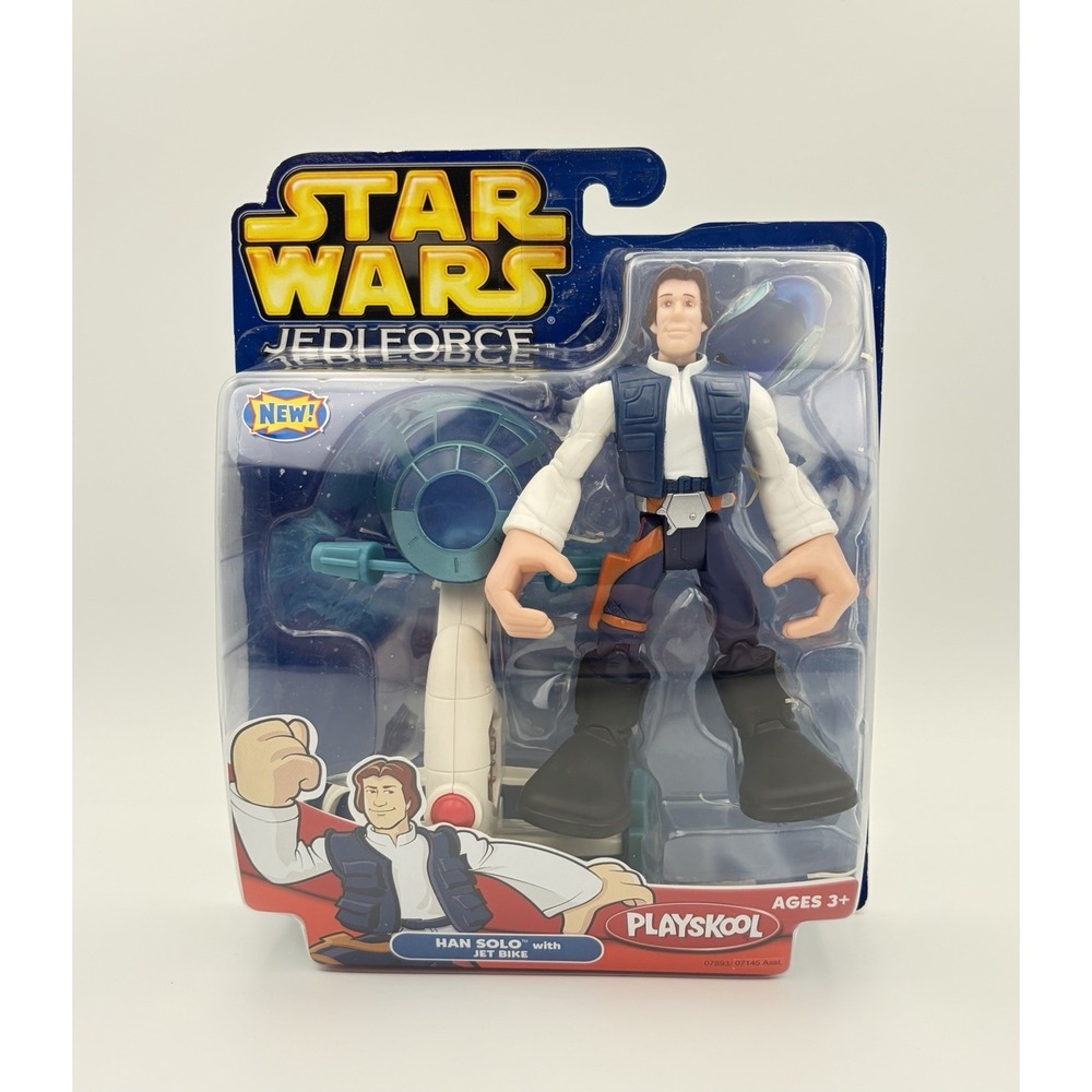 Vintage Playskool Star Wars Jedi Force Han Solo with Jet Bike Figure 2005 New